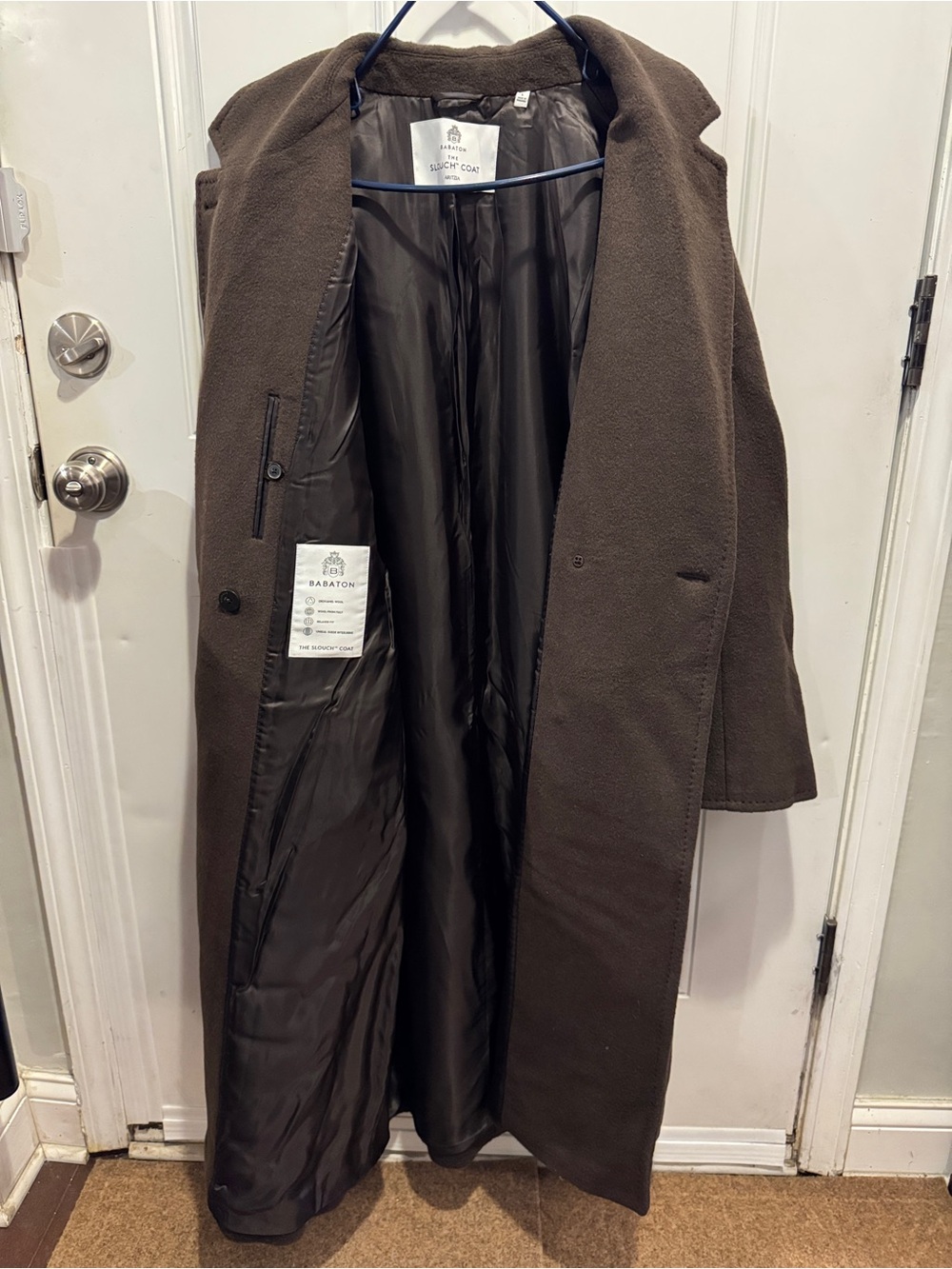 Aritzia Babaton The Slouch Coat Italian Camel Wool Brown Size L Retail $375.00 - Picture 4 of 16
